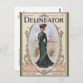 schoonheid in het Briefkaart Groene Dress (Voorkant / Achterkant)