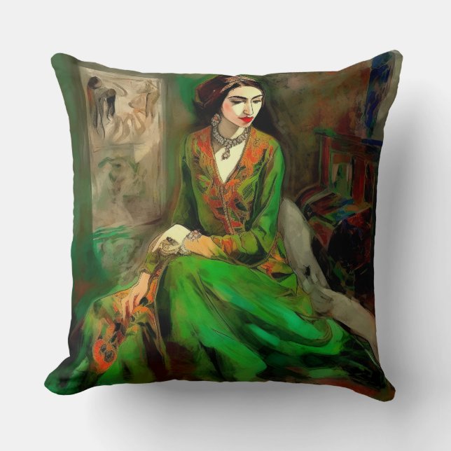 Schoonheid in het groen kussen (Voorkant)