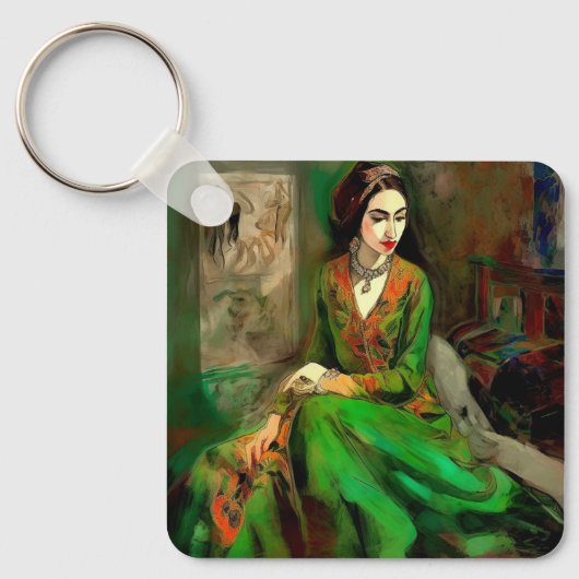 Schoonheid in het groen sleutelhanger (Voorkant)