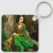 Schoonheid in het groen sleutelhanger (Achterkant)