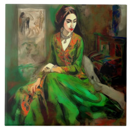 Schoonheid in het groen tegeltje