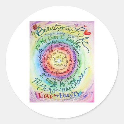 Schoonheid in het leven Ronde regenboog Sticker (Voorkant)