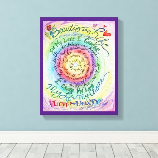 Schoonheid in levensregenbooggedicht schilderschil canvas afdruk (Insitu (Houten vloer))