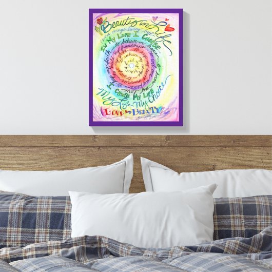 Schoonheid in levensregenbooggedicht schilderschil canvas afdruk (Insitu (Slaapkamer))