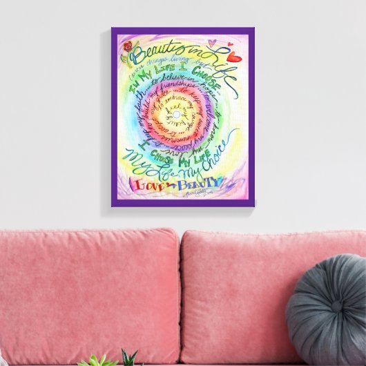 Schoonheid in levensregenbooggedicht schilderschil canvas afdruk (Insitu (Woonkamer))