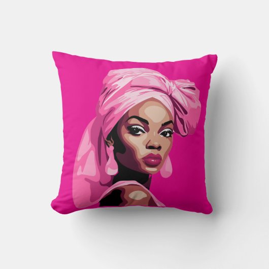 Schoonheid in roze Afrocentrische kunst Kussen (Voorkant)
