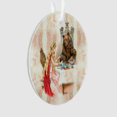 Schoonheid in roze en beest ornament (voorkant)