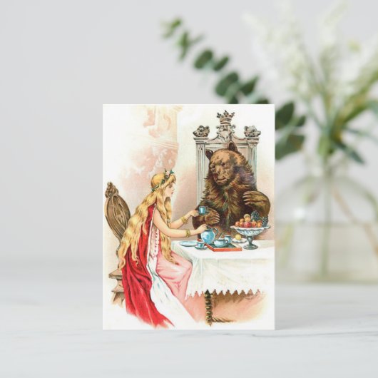 Schoonheid in Roze en het Dier Briefkaart (Staand voorkant)