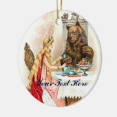 Schoonheid in roze en in het beest keramisch ornament (Links)