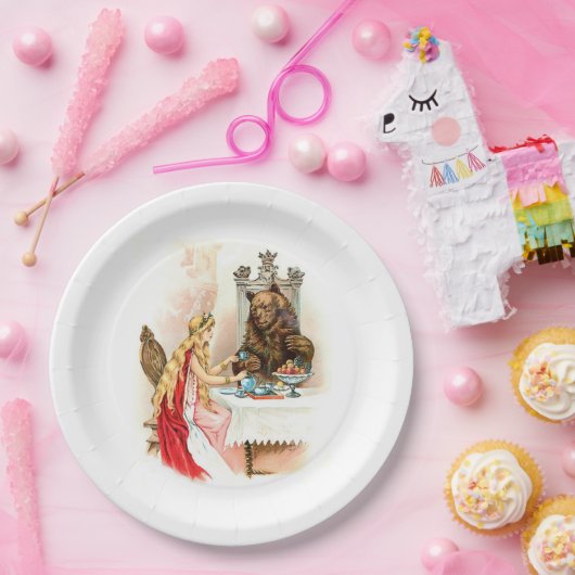 Schoonheid in roze en in het beest papieren bordje (Feest)