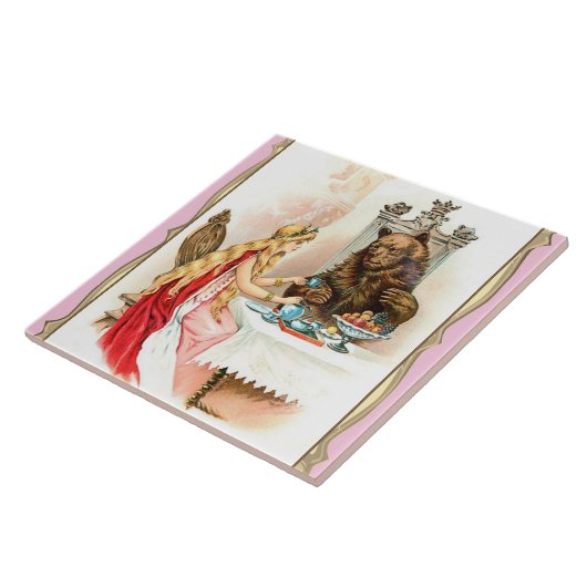 Schoonheid in roze en in het beest tegeltje (Zijkant)