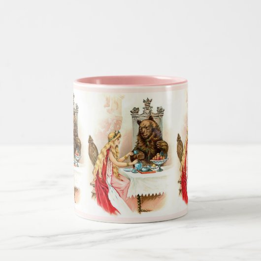 Schoonheid in roze en in het beest tweekleurige koffiemok (Center)