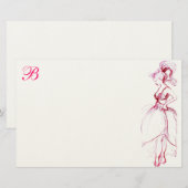 SCHOONHEID IN ROZE JURK INITIALEN BRIEFPAPIER (Voorkant / Achterkant)