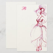 SCHOONHEID IN ROZE JURK INITIALEN BRIEFPAPIER (Voorkant / Achterkant)