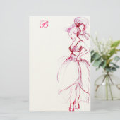 SCHOONHEID IN ROZE JURK INITIALEN BRIEFPAPIER (Staand voorkant)
