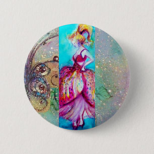 SCHOONHEID IN ROZE JURK / Magische Vlinder Plant Ronde Button 5,7 Cm
