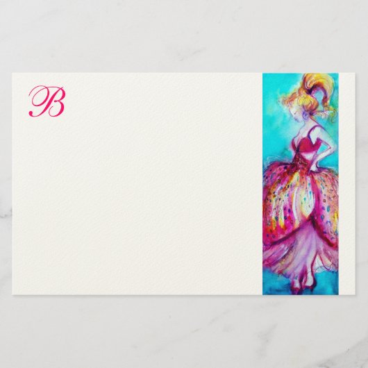 SCHOONHEID IN ROZE JURK MONOGRAM BRIEFPAPIER (Voorkant)