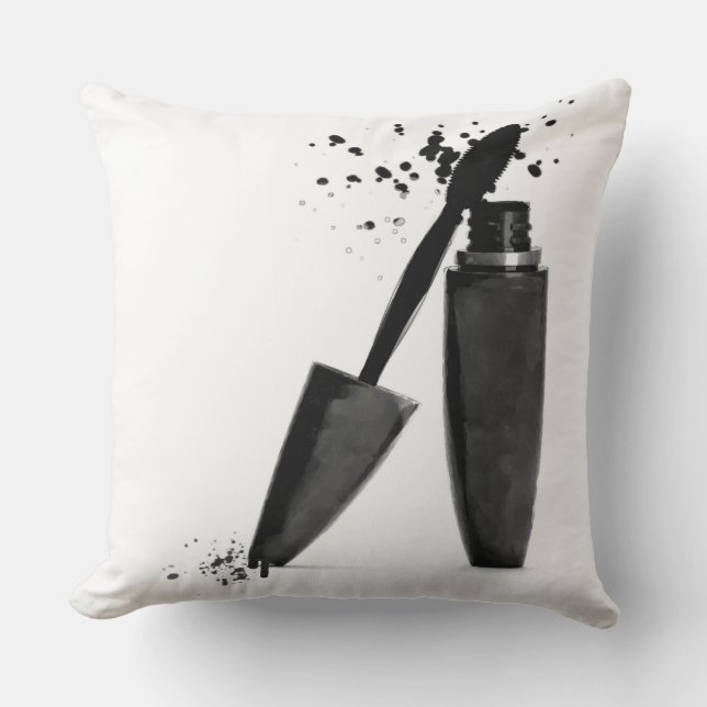 Schoonheid in zwart-wit mascara make-up mode kussen (Voorkant)