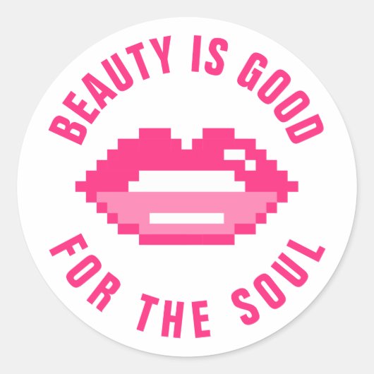 Schoonheid is goed voor de soul roze lippen icoon  ronde sticker (Voorkant)