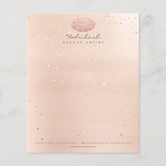 Schoonheid Lippen Kus Make-up Artiest Confetti Roz Flyer (Voorkant)