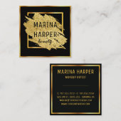 Schoonheid Luxe Zwart Goud Elegant Design Vierkante Visitekaartje (Voorkant / Achterkant)