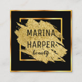 Schoonheid Luxe Zwart Goud Elegant Design Vierkante Visitekaartje (Voorkant)