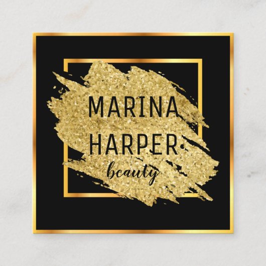 Schoonheid Luxe Zwart Goud Elegant Design Vierkante Visitekaartje (Voorkant)