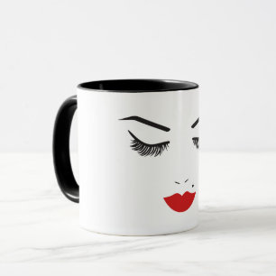 Schoonheid Make-up Gezicht Wimpers & Rode Lippen S Mok