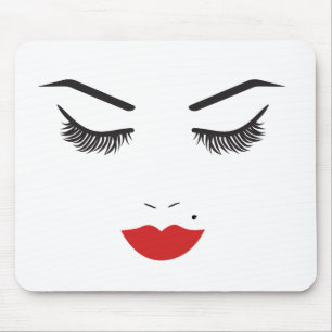 Schoonheid Make-up Gezicht Wimpers & Rode Lippen S Muismat
