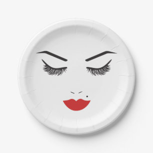 Schoonheid Make-up Gezicht Wimpers & Rode Lippen S Papieren Bordje