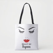 Schoonheid Make-up Gezicht Wimpers & Rode Lippen S Tote Bag (Voorkant)