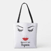 Schoonheid Make-up Gezicht Wimpers & Rode Lippen S Tote Bag (Achterkant)