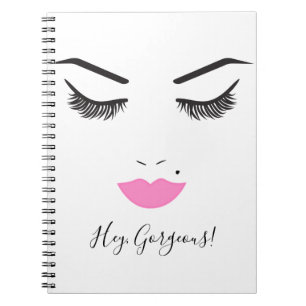 Schoonheid Make-up Gezicht Wimpers & Roze Lippen C Notitieboek