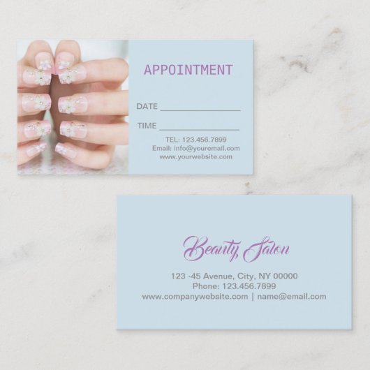 schoonheid manicure nagelsalon Afspraak Afsprakenkaartje (Voorkant / Achterkant)