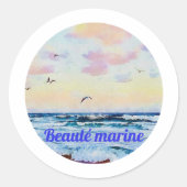 Schoonheid mariene-aquarel ronde sticker (Voorkant)