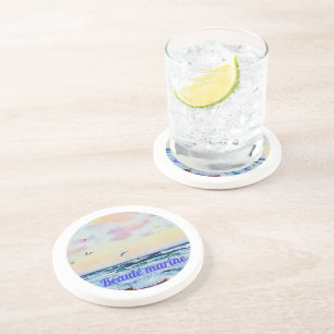 Schoonheid maritieme aquarel zandsteen onderzetter