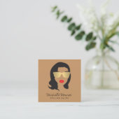 Schoonheid Meisje Haar Stylist, Mode, Boutique Tan Vierkante Visitekaartje (Staand voorkant)