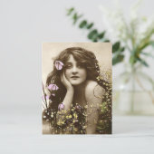  schoonheid met bloemen briefkaart (Staand voorkant)