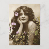  schoonheid met bloemen briefkaart (Voorkant)