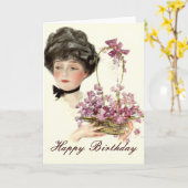 Schoonheid met bloemen Happy Birthday Kaart (Gele Bloem)