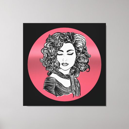 Schoonheid met krullend haar - Krullenhaar schoonh Canvas Afdruk (Voorkant)