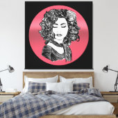 Schoonheid met krullend haar - Krullenhaar schoonh Canvas Afdruk (Insitu (Slaapkamer))