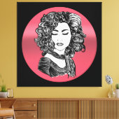 Schoonheid met krullend haar - Krullenhaar schoonh Canvas Afdruk (Insitu (Woonkamer))