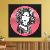 Schoonheid met krullend haar - Krullenhaar schoonh Canvas Afdruk (Insitu (Woonkamer))