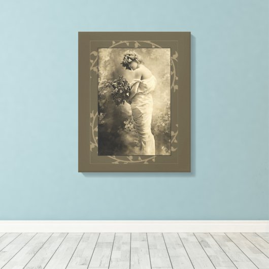  schoonheid met snijbloemen canvas afdruk (Insitu (Houten vloer))