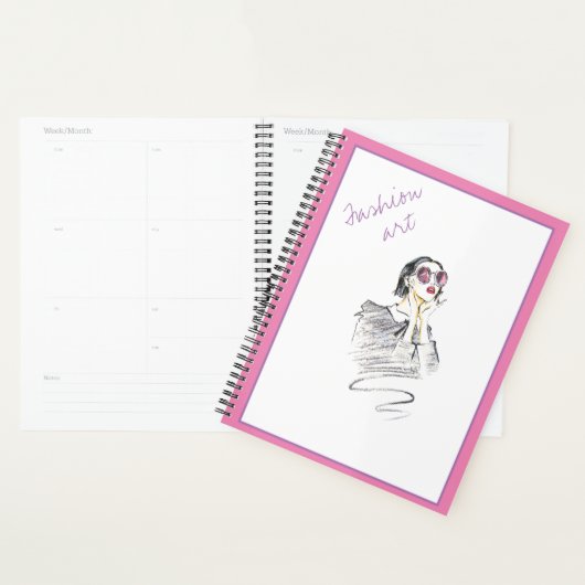 Schoonheid met zwarte en roze meisjes planner (Display)