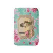 schoonheid Mint Green & Roze Floral Badmat (Voorkant Verticaal)