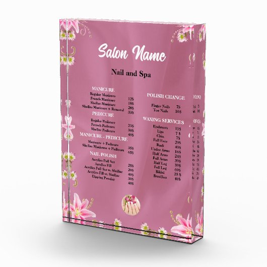 Schoonheid Nail Salon Prijs Lijst menu Fotoblokken (Rechts)