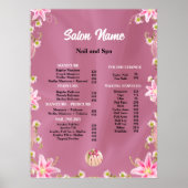 Schoonheid Nail Salon Prijs Lijst menu Poster (Voorkant)