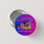 Schoonheid of Beats Blue Hot Pink Gold Gender onth Ronde Button 3,2 Cm (Voorkant /achterkant)